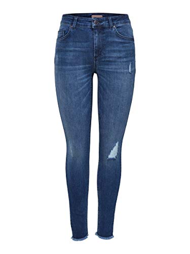 Only Nos Onlblush Mid Ank Raw Jeans Rea2077 Noos, Vaqueros Skinny para Mujer, Azul (Medium Blue Denim), W38/L34 (Talla del Fabricante: Medium)