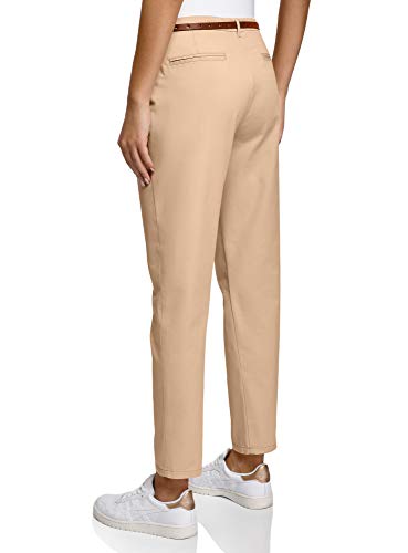 oodji Ultra Mujer Pantalones Chinos Básicos, Beige, ES 42 / L