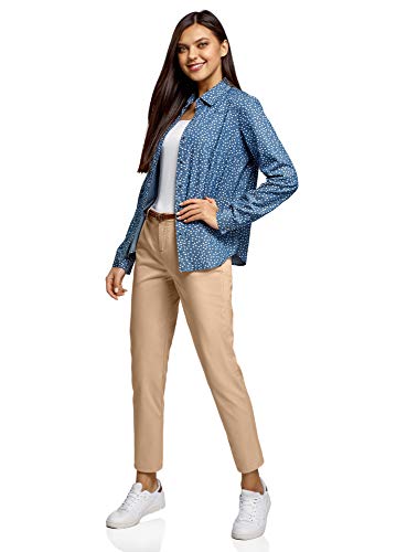 oodji Ultra Mujer Pantalones Chinos Básicos, Beige, ES 42 / L