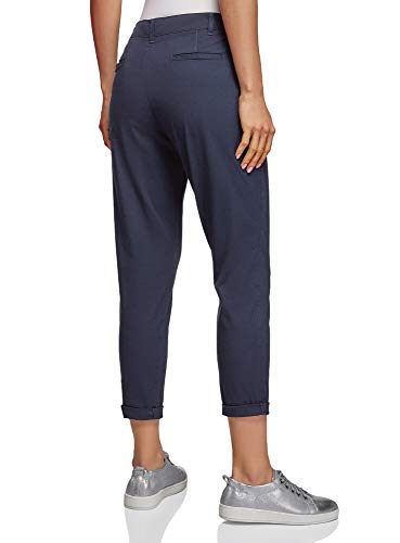 oodji Ultra Mujer Pantalones Chinos de Algodón, Azul, 36