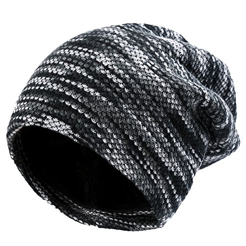 OOPOR Gorros de Punto Invierno Hombre Mujer - Gorra de Tejer y Calentador de Polar Lana Calentar Beanie de Punto Sombreros Combina con Chaquetas Jersey y Otras Ropa para Esqui Moto Deportes