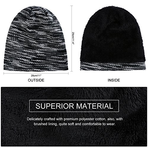 OOPOR Gorros de Punto Invierno Hombre Mujer - Gorra de Tejer y Calentador de Polar Lana Calentar Beanie de Punto Sombreros Combina con Chaquetas Jersey y Otras Ropa para Esqui Moto Deportes