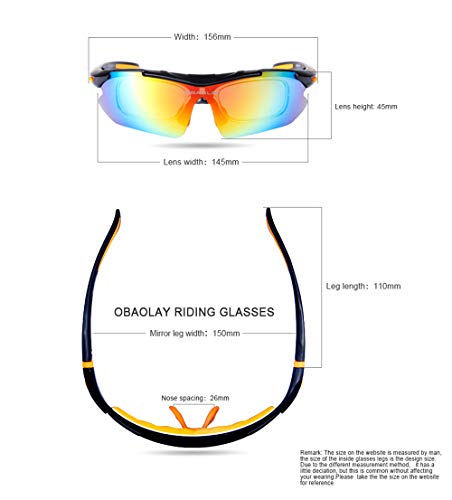 OPEL-R Gafas Polarizadas De Ciclismo para Exteriores Gafas De Sol Deportivas Anti-UV para Bicicleta, Gafas De MTB De Moda Casual, 5 Lentes Intercambiables,Bright Black