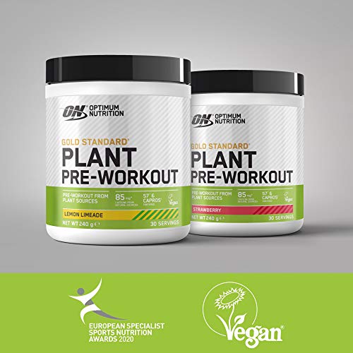 Optimum Nutrition Gold Standard Plant Pre-workout, Pre Workout Vegano en Polvo con Cafeína, Limonada, 30 Porciones, 240 g