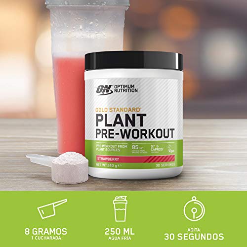 Optimum Nutrition Gold Standard Plant Pre-workout, Pre Workout Vegano en Polvo con Cafeína, Limonada, 30 Porciones, 240 g