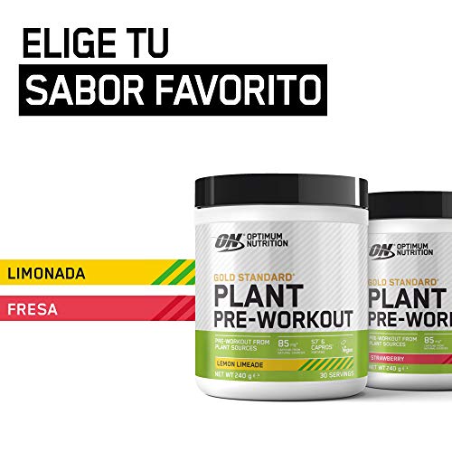 Optimum Nutrition Gold Standard Plant Pre-workout, Pre Workout Vegano en Polvo con Cafeína, Limonada, 30 Porciones, 240 g