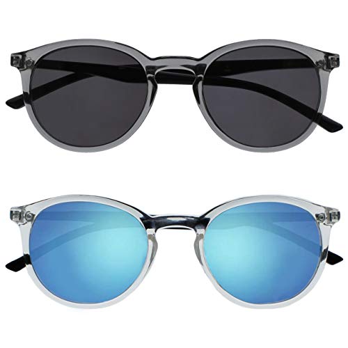 Opulize Met Pack 2 Grande Hombres Mujeres Gris Claro Negro Armas Lectores De Sol Gafas De Lectura UV400 SS60-7C +1,00