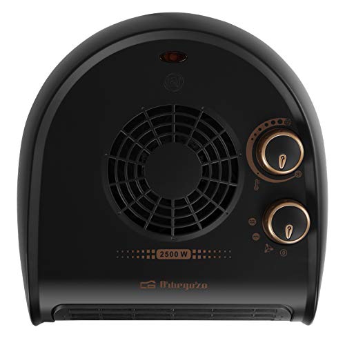 Orbegozo FH 5035 Calefactor eléctrico con termostato Regulable, 2500W de Potencia, 2 Posiciones de Calor y función Ventilador, Negro