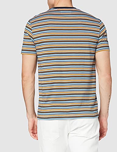 Original Pengun Multi Colour Horizontal Stripe Mock Neck T-Shirt Camiseta, Zafiro Oscuro, 413, XL para Hombre