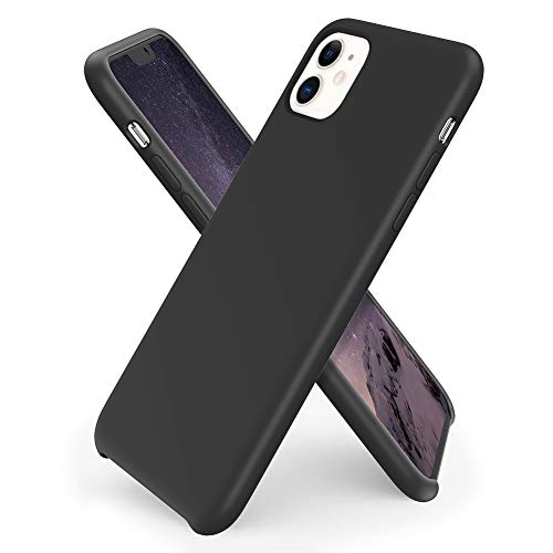 ORNARTO Funda Silicone Case para iPhone 11, Carcasa de Silicona Líquida Suave Antichoque Bumper para iPhone 11 (2019) 6,1 Pulgadas-Negro