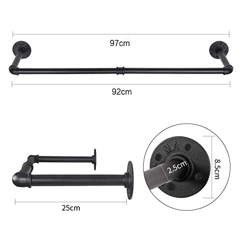 OROPY Riel Colgante Desmontable Desmontable Industrial de la Barra de la Ropa del Metal del Estante de la Ropa del Tubo (Dos Bases)