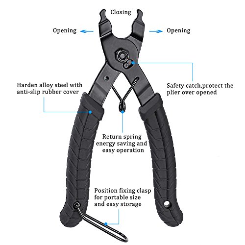 Oumers Alicate de Ciclismo,Alicate de Cadena Missing Link 2 en 1 Abridor Eliminador de más Cerca Alicate/Herramienta de Cadena de Bicicleta Compatible con Todas Las Cadenas de Velocidad Reparación