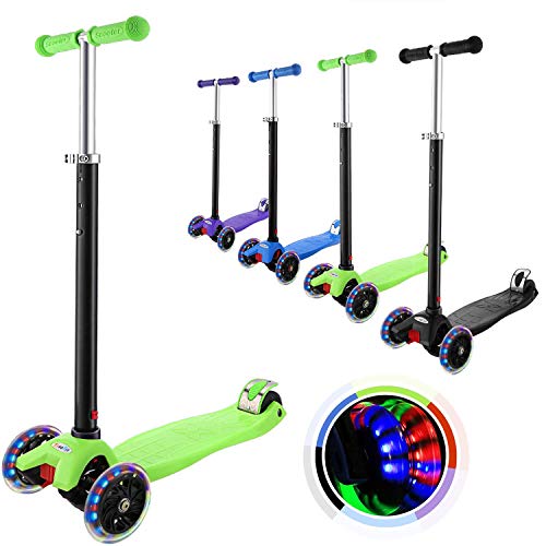 OUTCAMER Patinete Niño 3 a 12 Años Patinete 3 Ruedas con Led Luces Manillar Altura Ajustable 68-86cm para Niños y Niña Juegos Deportivos Scooter con Freno Posterior Monopatin Tres Ruedas Máxima 50 KG