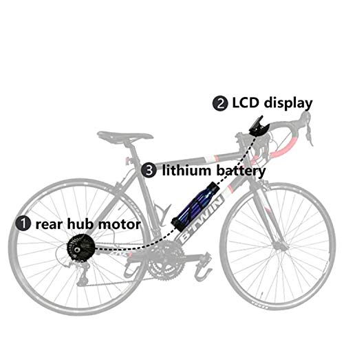 OUYA Kit de conversión de Bicicleta eléctrica con batería, Kit de conversión de Bicicleta de 350 W con Asistencia eléctrica y Modo eléctrico Puro, para MTB y Bicicleta de Carretera,E,27.5''