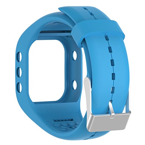 OverDose Repuesto Correa de Reloj Piel-Suave Correa de Reloj de Pulsera de Silicona para Reloj Polar A300 (Azul)
