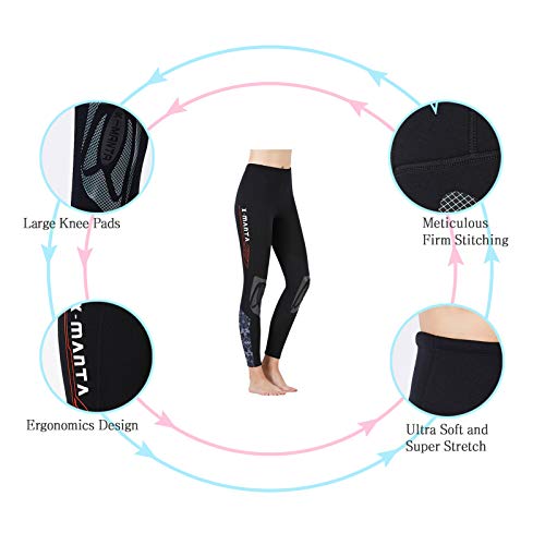 Owntop Pantalones de Neopreno para Hombres Mujeres Jóvenes - 3MM Trajes de Baño Térmico, Mallas de Traje de Buceo Protección Solar UV 50+ para Esnórquel, Buceo, XL