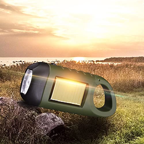 Oyria Linterna de manivela con energía Solar Linterna LED de Emergencia Linterna de Supervivencia Linterna de carbiner a presión rápida para Deportes al Aire Libre Escalada Senderismo Camping