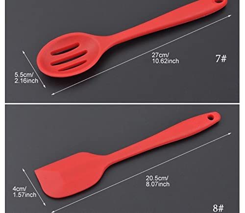 OZAQV Silicona Utensilios de Cocina Utensilios Herramientas de Cocina Utensilios de Cocina Spoon Spatula Egg Beaters Gadget Caja de Cocina Accesorios Suministros (Color : 5PCS Red B)