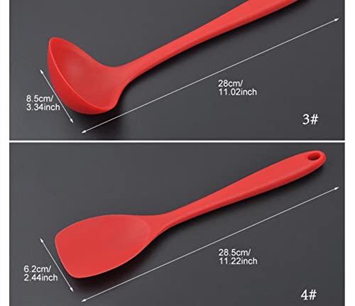 OZAQV Silicona Utensilios de Cocina Utensilios Herramientas de Cocina Utensilios de Cocina Spoon Spatula Egg Beaters Gadget Caja de Cocina Accesorios Suministros (Color : 5PCS Red B)