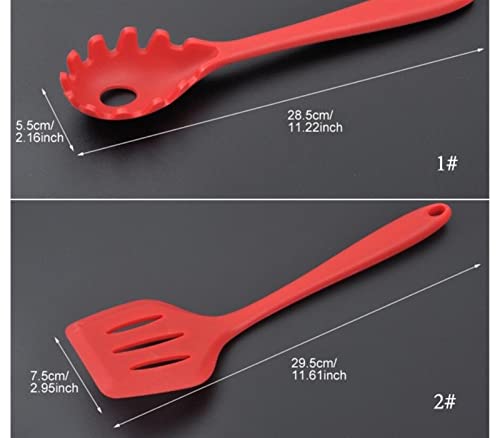 OZAQV Silicona Utensilios de Cocina Utensilios Herramientas de Cocina Utensilios de Cocina Spoon Spatula Egg Beaters Gadget Caja de Cocina Accesorios Suministros (Color : 5PCS Red B)