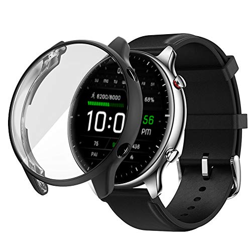 PaceBid Funda Compatible con Amazfit GTR 2e/GTR 2– Todo alrededor protector Funda de parachoques de silicona suave premium delgada Cubierta de goma transparente para Amazfit GTR 2e/GTR 2- Negro