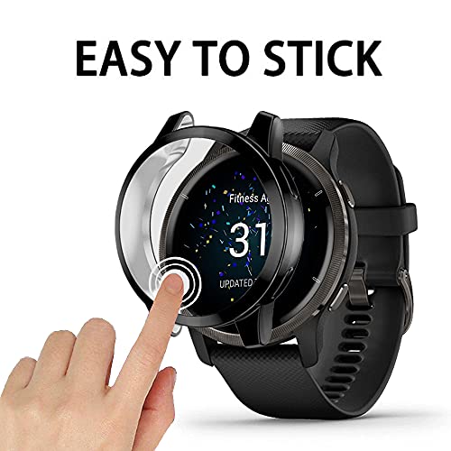 PaceBid Funda Compatible con Garmin Venu 2S/ Vivoactive 4S– Todo Alrededor Protector Funda de Parachoques de Silicona Suave Premium Delgada Cubierta de Goma Transparente para Garmin Venu 2S- Negro