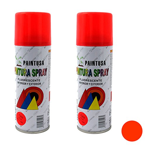 Paintusa - Pack de 2 botes de pintura en spray Rojo Fluorescente F203 200 ml