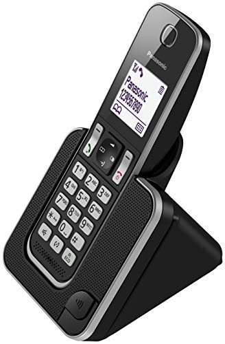 Panasonic KX-TGD310 - Teléfono fijo inalámbrico(LCD, identificador de llamadas, agenda de 120 números, bloqueo de llamada, modo ECO, reducción de ruido), Negro, TGD31 Solo