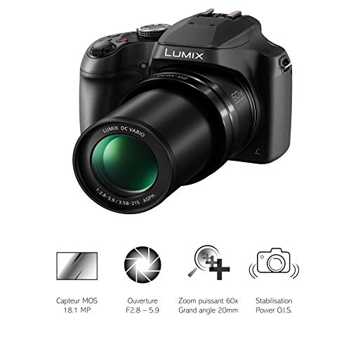 Panasonic Lumix FZ82 Cámara puente 18,1 MP 1/2.3" MOS 4896 x 3672 Pixeles Negro - Cámara digital (18,1 MP, 4896 x 3672 Pixeles, MOS, 60x, 4K Ultra HD, Negro)