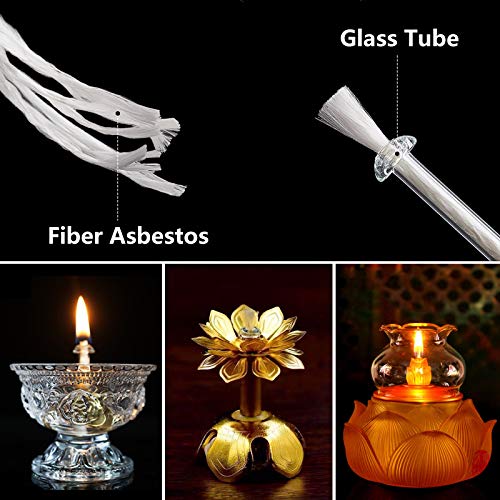 PandaHall 20 piezas de fibra de vidrio para velas de repuesto de tubo de vidrio con base de mecha de 10 piezas para lámparas de aceite, velas de vidrio