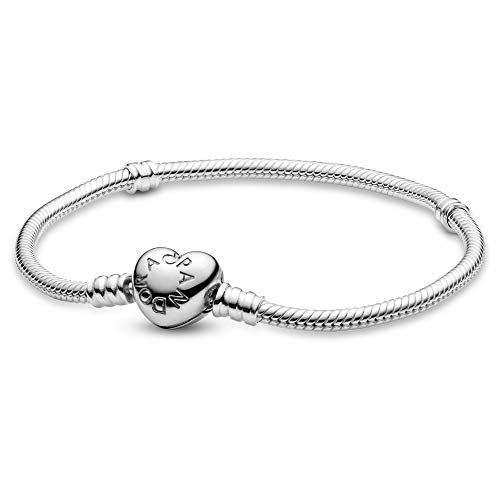 Pandora 590719-21 - Pulsera de plata de ley 925 con cierre Pandora en forma de corazón, para mujer, 21 cm