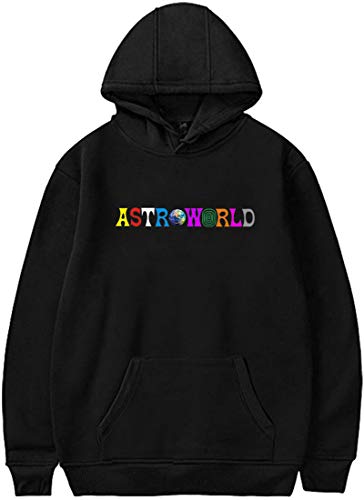 PANOZON Sudadera Hombre Travis Scott Astroworld Impresión de Logo Hoodie Chaqueta con Capucha Estilo Casual (XL, A-Negro 06)