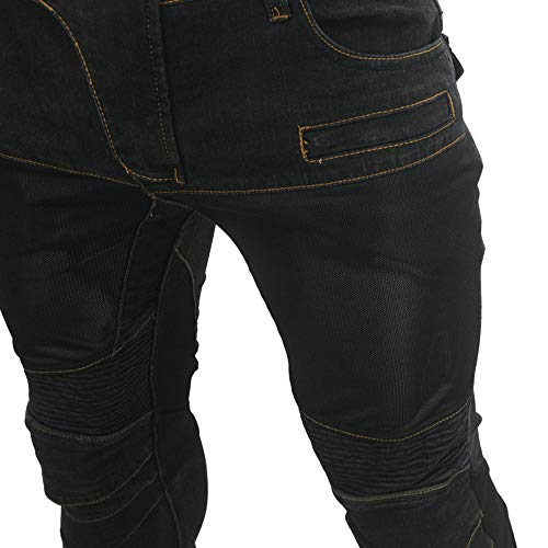 Pantalones Vaqueros Para Montar En Moto Para Hombre, Pantalones De Motocicleta Elásticos Y Transpirables Con 4 Almohadillas Protectoras Desmontables, Pantalones De Motocicleta Anti Caída (Negro,L)