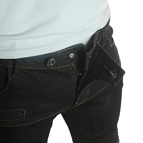 Pantalones Vaqueros Para Montar En Moto Para Hombre, Pantalones De Motocicleta Elásticos Y Transpirables Con 4 Almohadillas Protectoras Desmontables, Pantalones De Motocicleta Anti Caída (Negro,L)