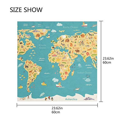 Pañuelo Mapa de animales para niños Gasa Casco transparente Bufanda de seda Pañuelo ligero