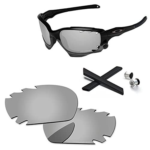PapaViva Kit de repuesto de lentes y goma para Oakley Jawbone/Racing Jacket Ventiled, Plata cromada, polarizada, Talla única