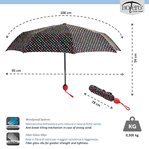 Paraguas Bolero de lluvia Mini plegable cortavientos - Apertura y cierre automático - Tejido Pongee 190T - Portátil y de bolsillo
