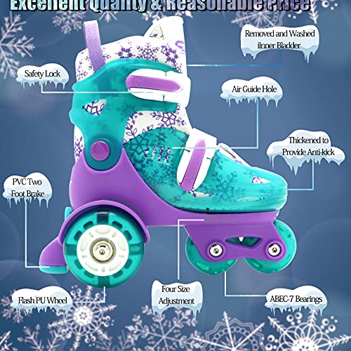 Patines Niña 4 Ruedas Ajustables con Luz LED Patines Niño Apto para Principiantes Patines 4 Ruedas Niña Puede Ser Usado en Interiores y Exteriores Patines 4 Ruedas(Morado S)