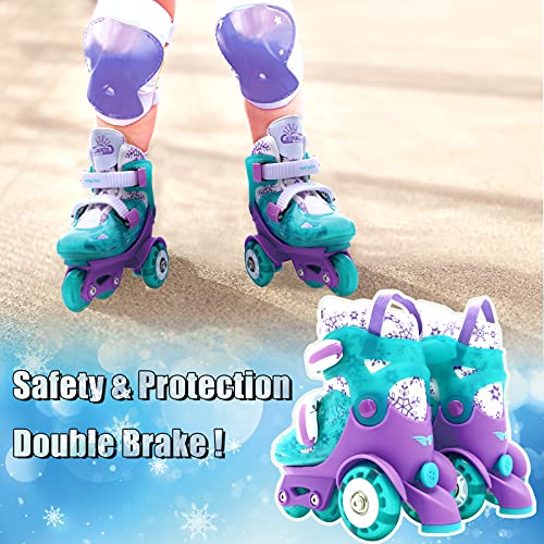 Patines Niña 4 Ruedas Ajustables con Luz LED Patines Niño Apto para Principiantes Patines 4 Ruedas Niña Puede Ser Usado en Interiores y Exteriores Patines 4 Ruedas(Morado S)