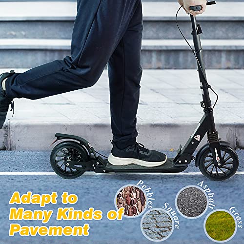 Patinete para Adulto Plegable con Freno Manillar, Ajustable Elevado Adecuado para Distinta Edad, Máxima Carga 100 KG (Negro)