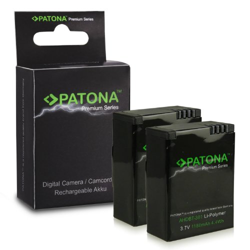 PATONA 2X Premium Bateria AHDBT-302 Compatible con GoPro HD HERO3 Hero 3+, de Calidad Probada y fiable