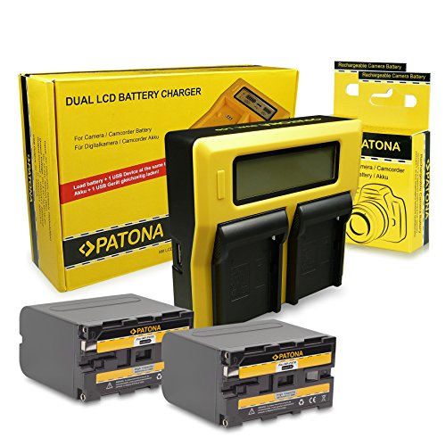 PATONA LCD Cargador Doble y 2 Baterías NP-F970 Compatible con Sony Camcorder CCD-TR1, CCD-TR200, CCD-TR3000, CCD-TR416