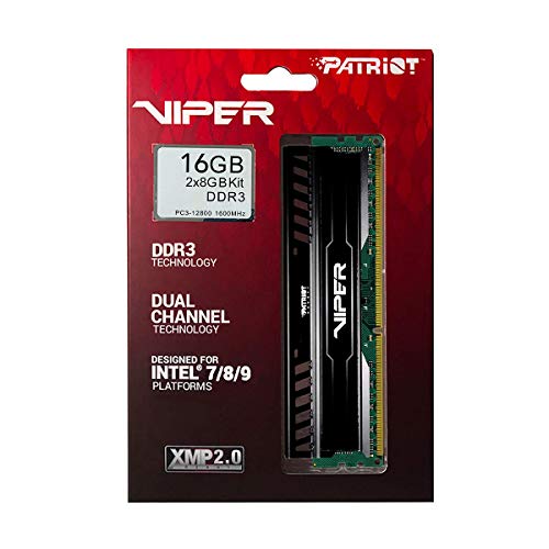 Patriot Memory Viper 3 Black Mamba DDR3 1600 16GB (2x8GB) C9 Kit Memoria de Juego XMP 1.3 Negro PV316G160C9K