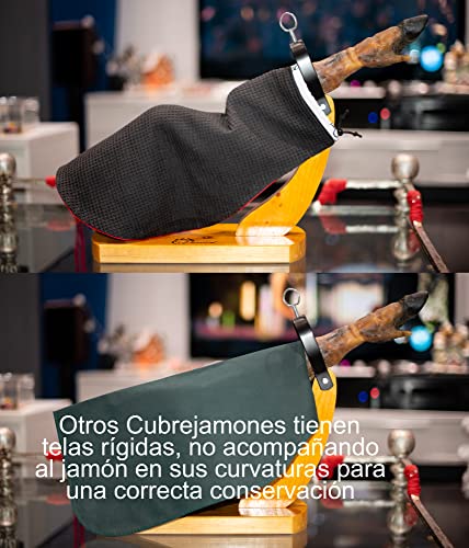 PECELLÍN Cubre Jamon PROFESIONAL, Cubrejamonero con Doble Tela 57cm, Fabricado en España, Cubrejamon con 70% Algodón y 30% Poliester, Funda para Cubrir Patas y Paletas de Jamones Negro