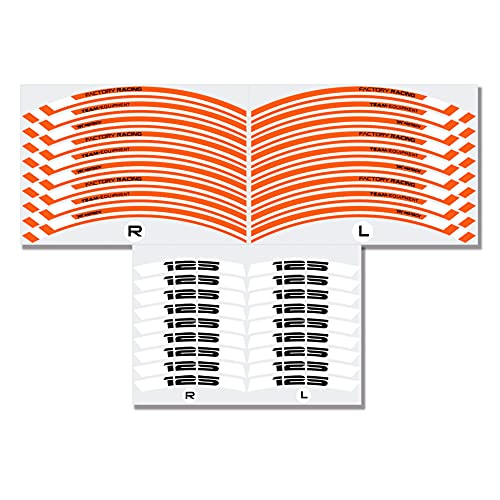 Pegatina 125 Moto Duke para 2 llanta 125 SX EXC RC Adventure Super R Rueda Cintas Adhesivo Vinilo (Naranja)