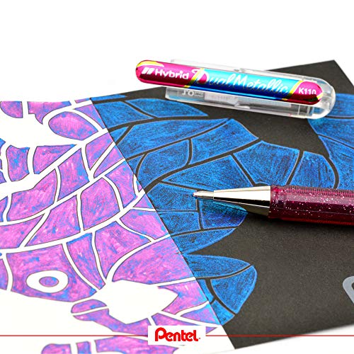 Pentel - Bolígrafo Dual Metallic de tinta de gel. Escritura en dos colores metálicos diferentes, Dorado, 0.5 mm