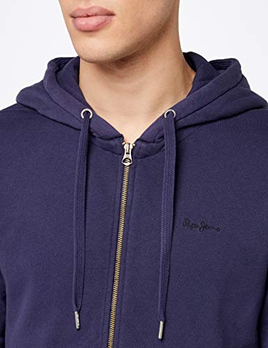 Pepe Jeans Zip Thru, Sudadera con Capucha para Hombre, Azul (Navy 595), XX-Large