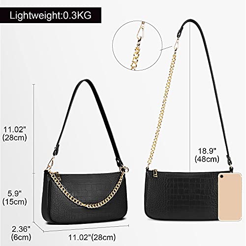 Pequeño Bolsos Bandolera Mujer Bolsos de Hombro Cadena Cuero PU Mensajero Crossbody Bag Bolsos Embrague Trabajo Moda Diario Vida Negro