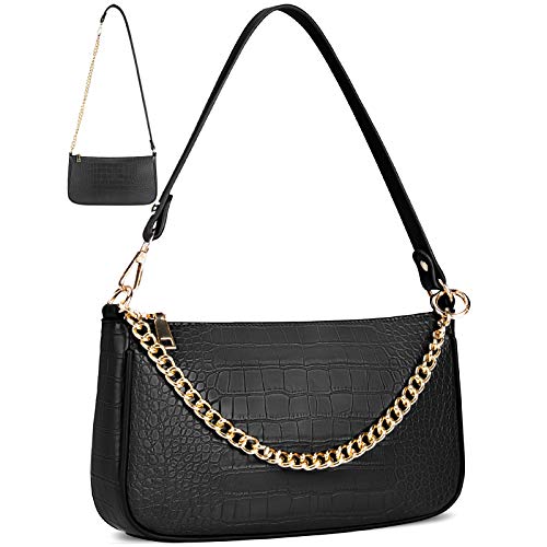 Pequeño Bolsos Bandolera Mujer Bolsos de Hombro Cadena Cuero PU Mensajero Crossbody Bag Bolsos Embrague Trabajo Moda Diario Vida Negro