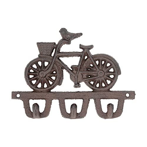 Percha Pared Decorativa de Hierro Colado 3 Ganchos Bicicleta. Percheros. Adornos y Muebles Auxiliares. Decoración Hogar. Regalos Originales. 20 x 3 x 14 cm